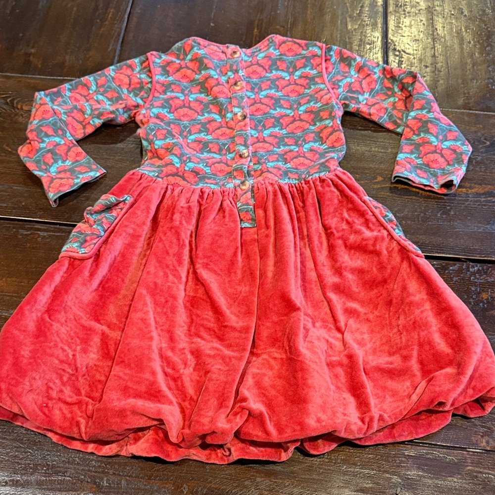 Kate Quinn Red and Green Floral Kids Dress - Picture 3 of 3